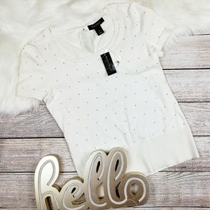 WHBM |  Cream top with silver embellishments